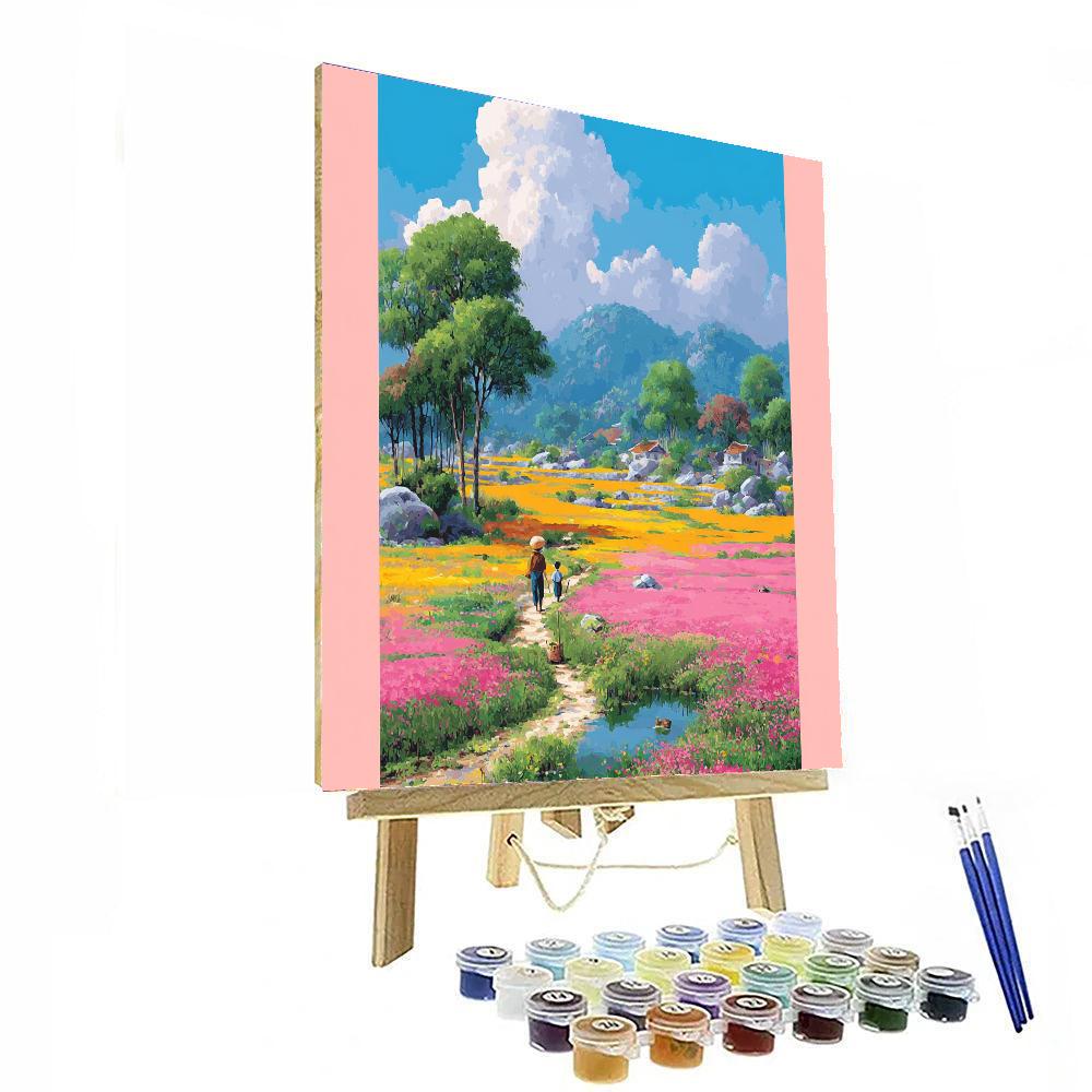 A Day In The Flower Field Painting Number Kit