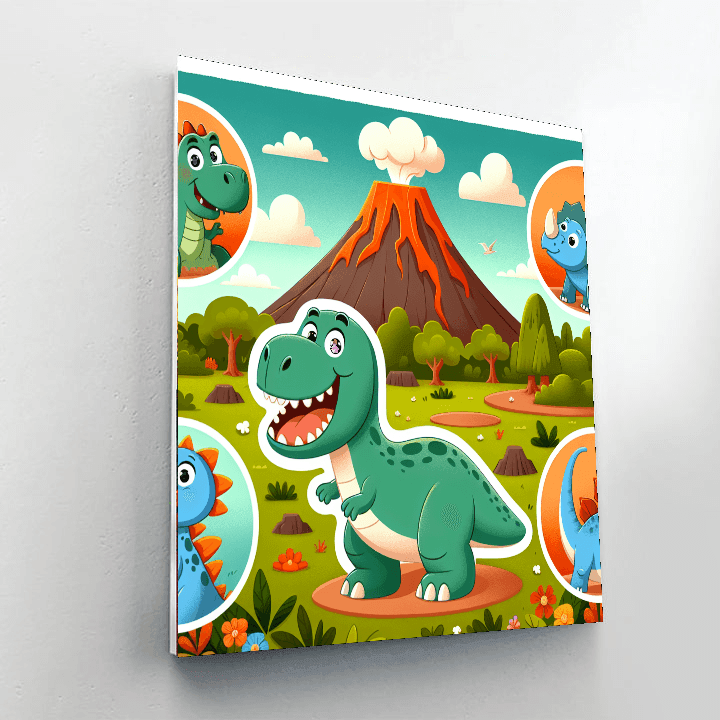 Playful Dinosaur Friends Number Painting