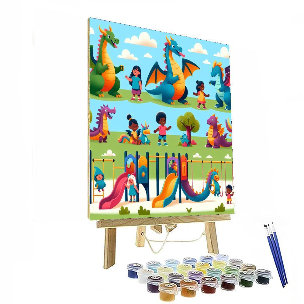 Friendly Dragon Playground Paint By Numbers Art