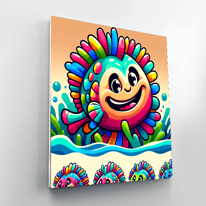 Whimsical Rainbow Fish Number Painting