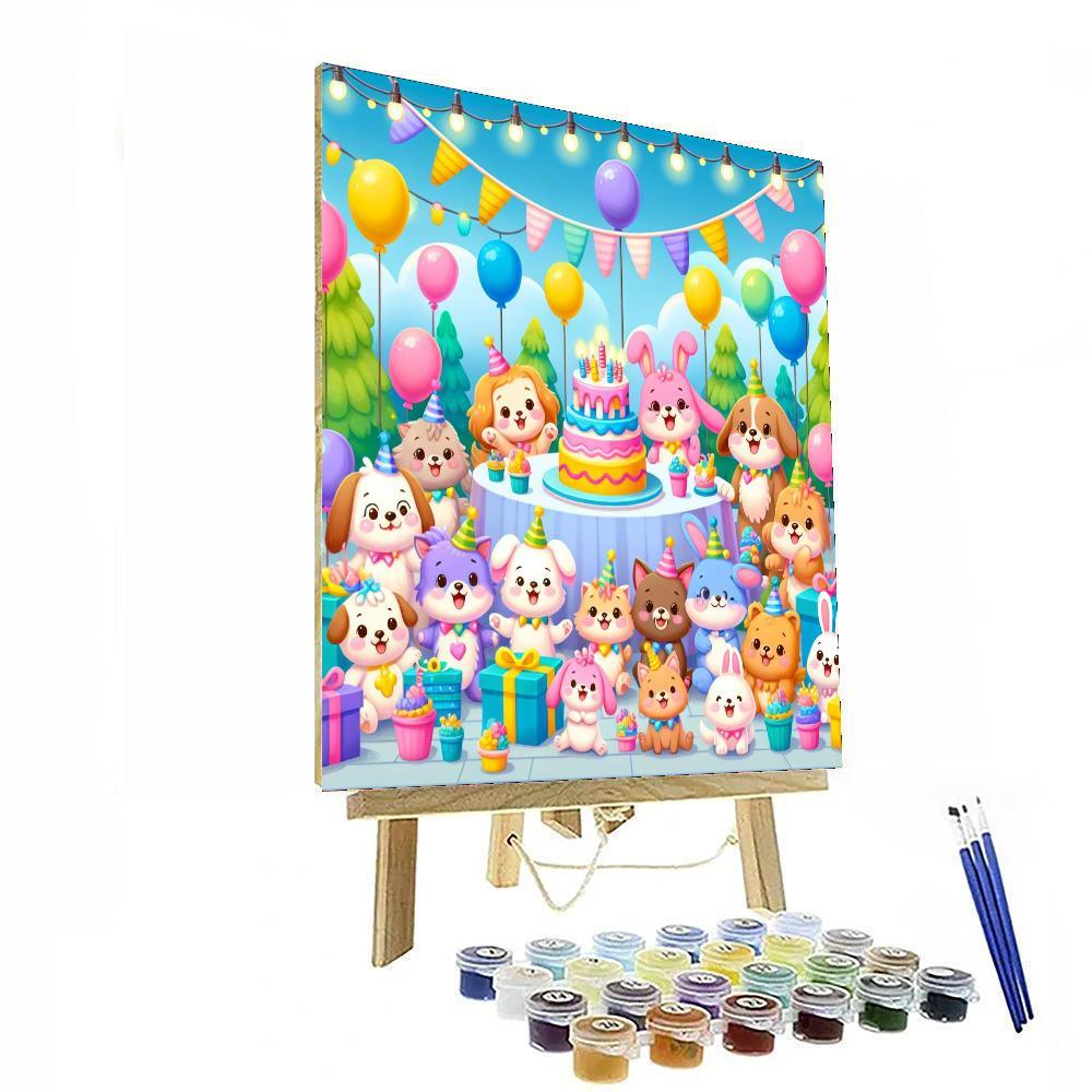 Happy Animal Birthday Party Paint By Numbers Kits