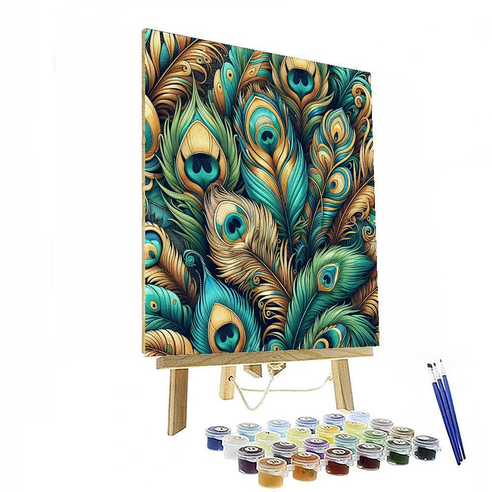 Peacock Feathers Wallpaper Paint By Number