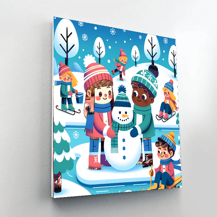 Playful Winter Wonderland Painting By Numbers Kit