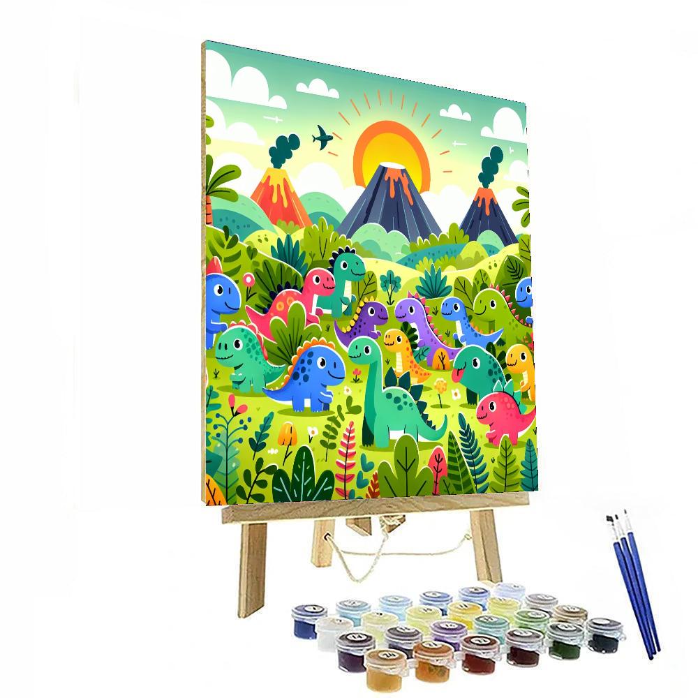 Enchanted Dinosaur Land Painting Number Kit