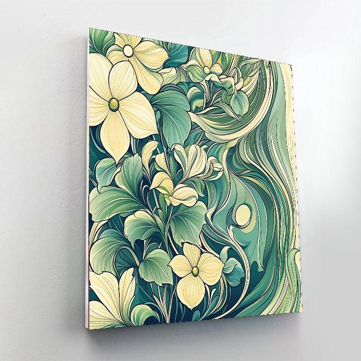 Alphonse Mucha Inspired Whisper Of Verdant Harmony  Paint By Number