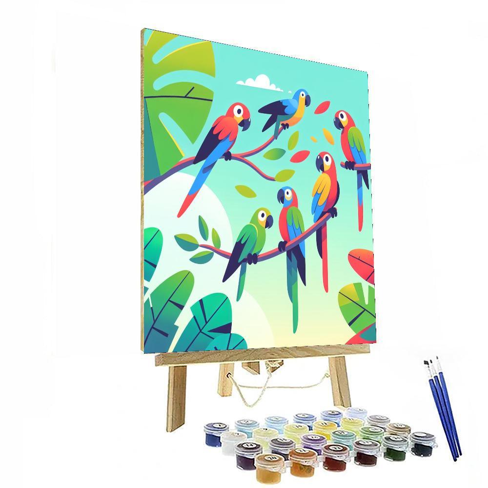 Joyful Parrot Playground Paint By Color