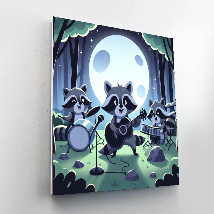 Raccoon Rock Band Number Painting