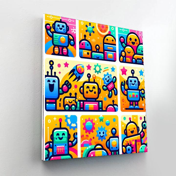 Cheerful Robots Numbered Painting Kits
