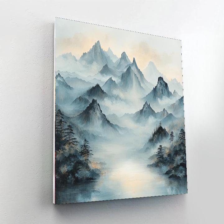 Zhao Mengfu Inspired Echoes Of Tranquil Peaks  Paint By Number