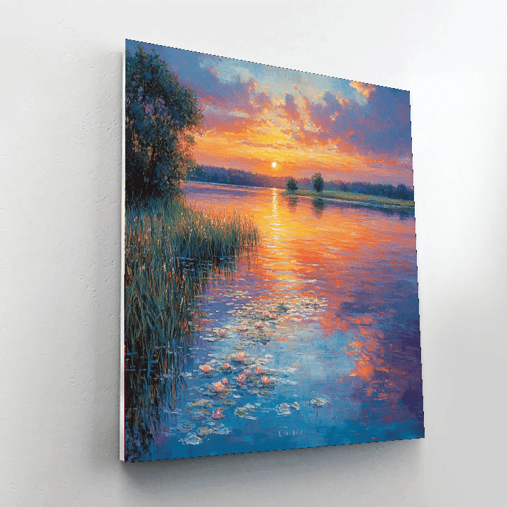 Claude Monet Inspired Sunset Over Water  Paint By Numbers Art