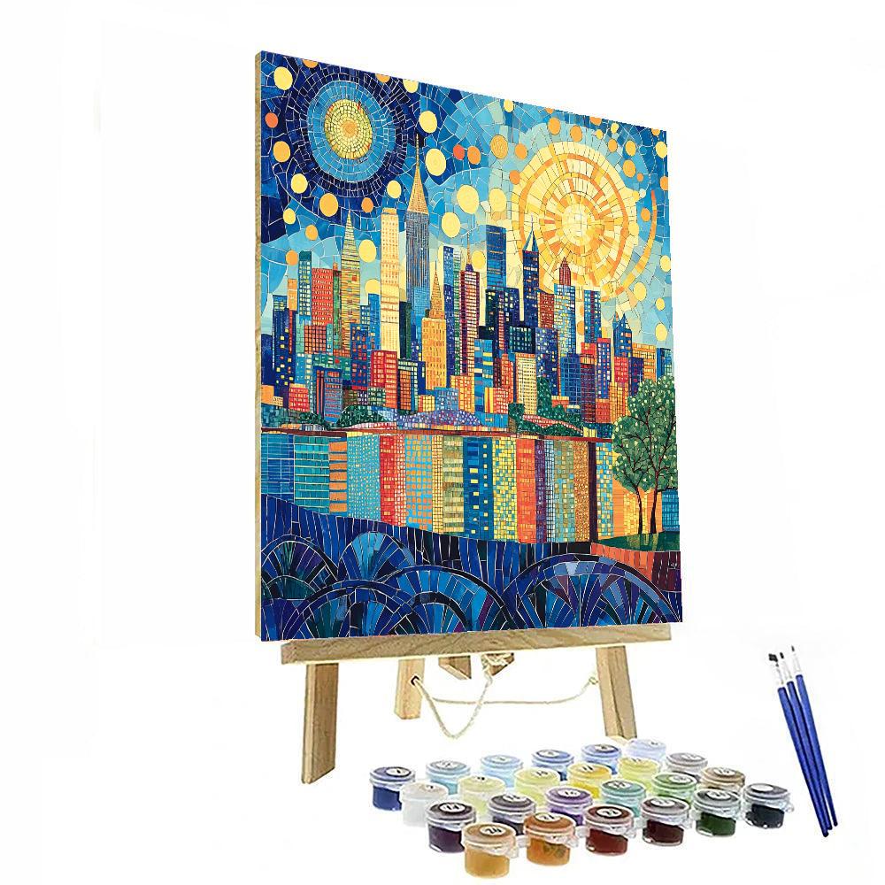 Gustav Klimt Inspired Mosaic Cityscape  Paint By Number