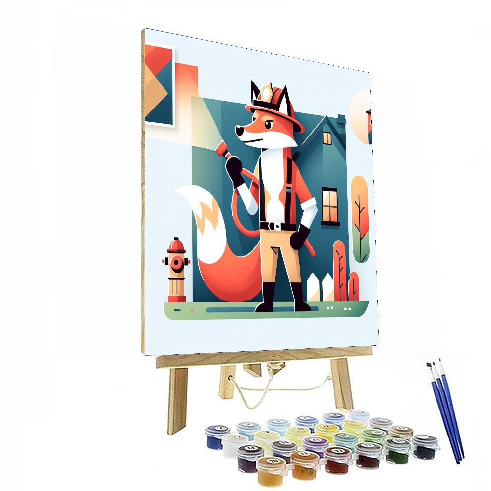 Courageous Firefighter Fox Painting Number Kit