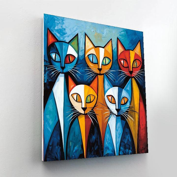 Pablo Picasso Inspired Whimsical Cats In Picasso's World  Paint By Number