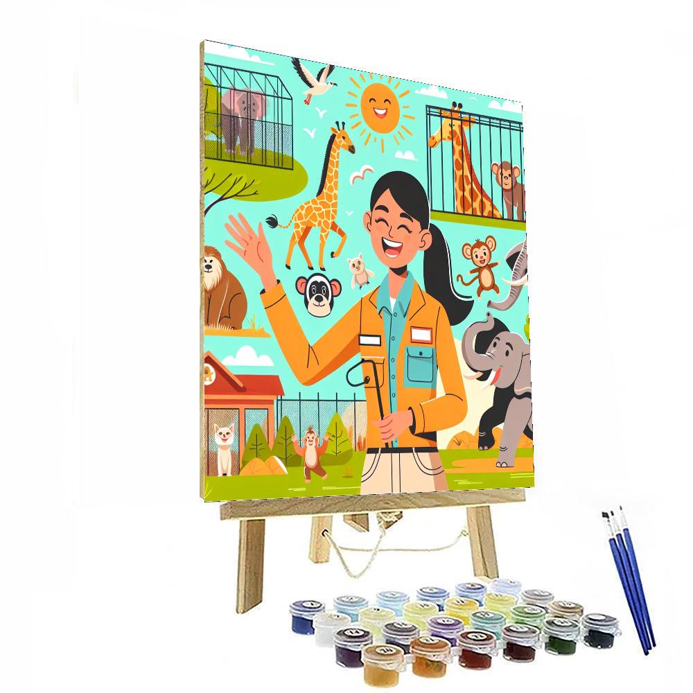 Zoo Keeper's Wild Day Number Painting