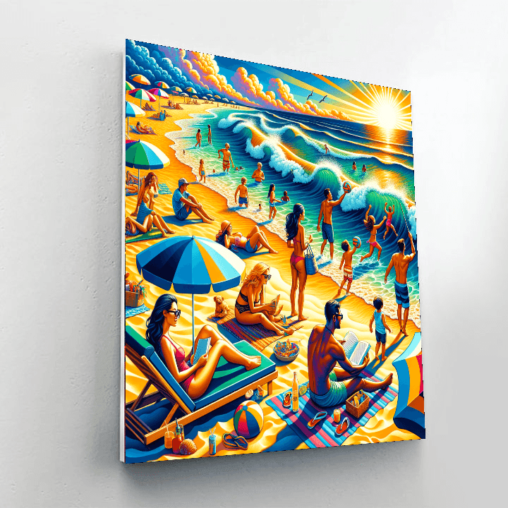 Cheerful Day At The Beach Paint By Color