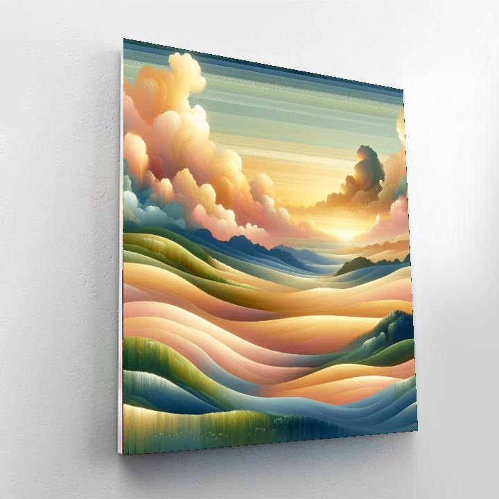 Serene Sunrise Over The Hills Painting Number Kit