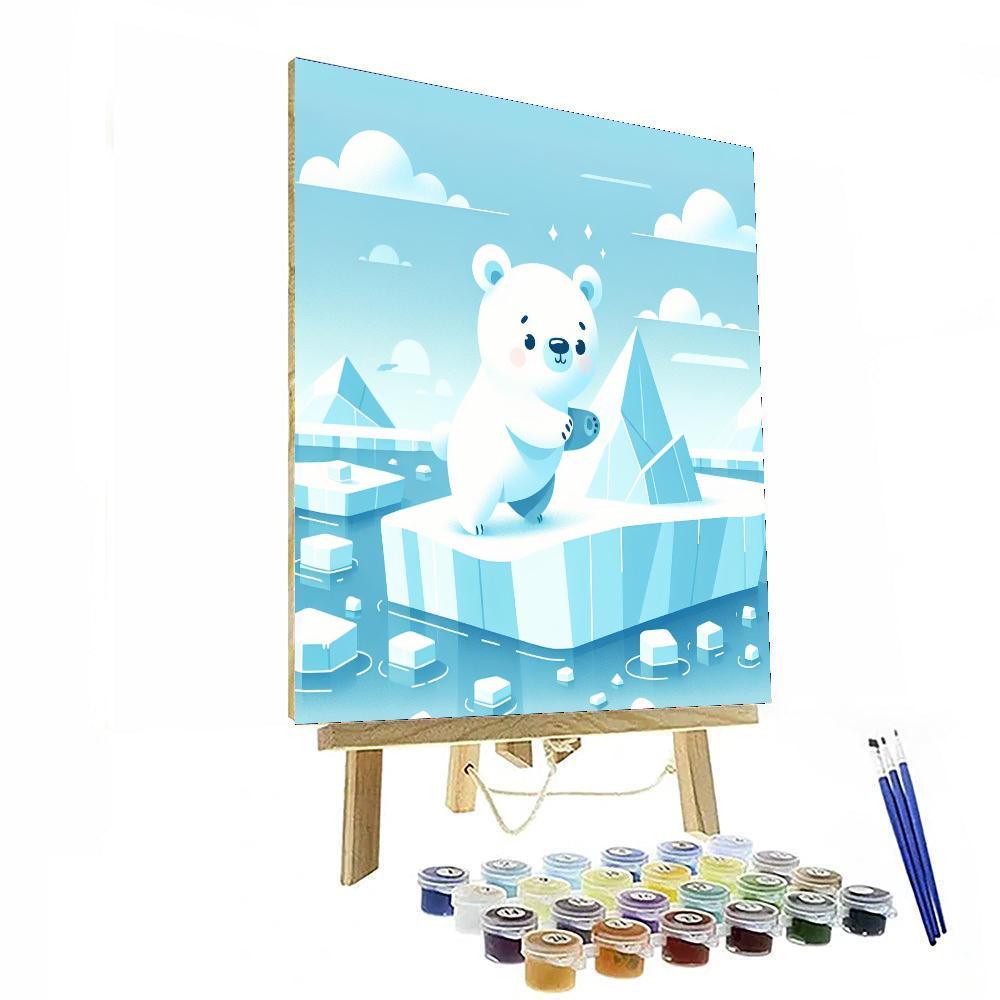 Curious Polar Cub Number Painting