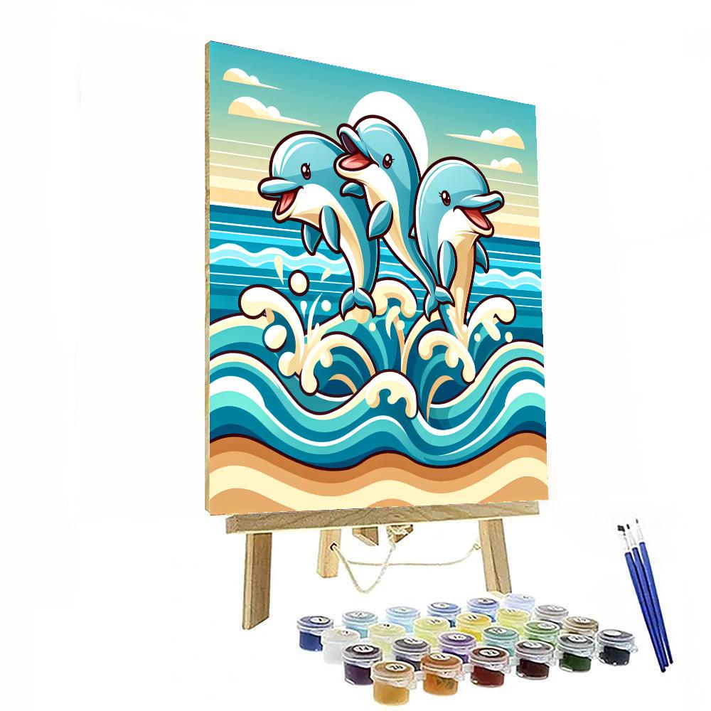 Sunny Seaside Fun With Dolphins Paint By Numbers Kits