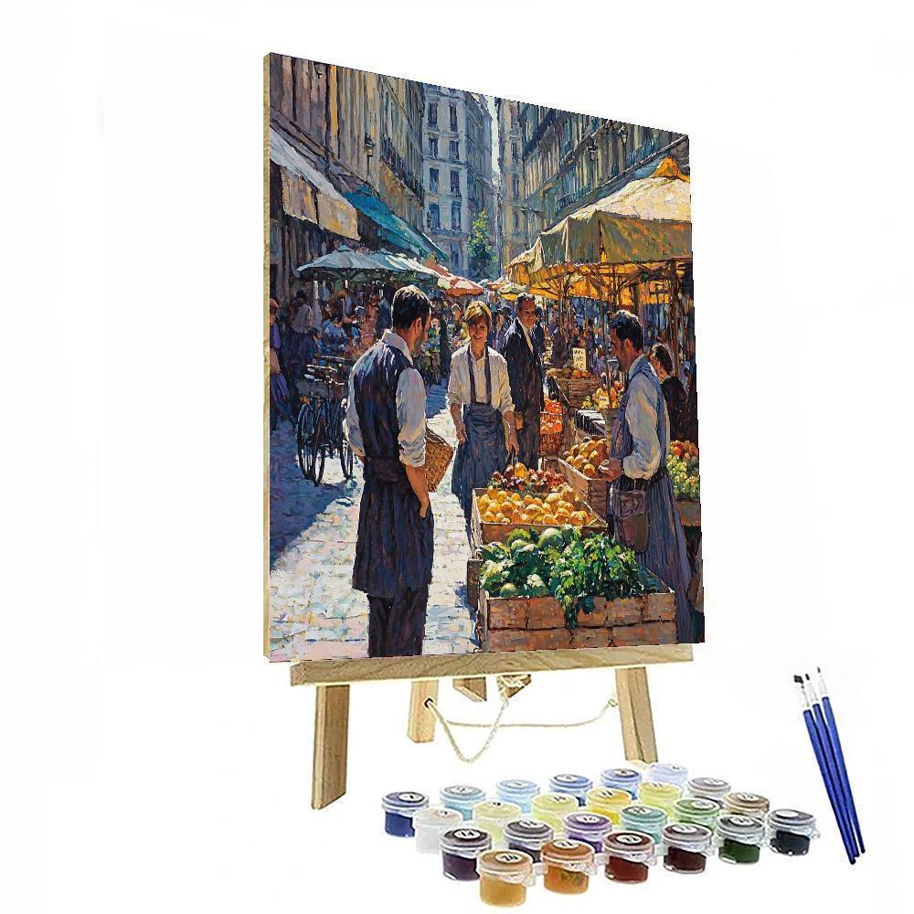 Gustave Caillebotte Inspired Harmony In A Vibrant Market  Paint By Color