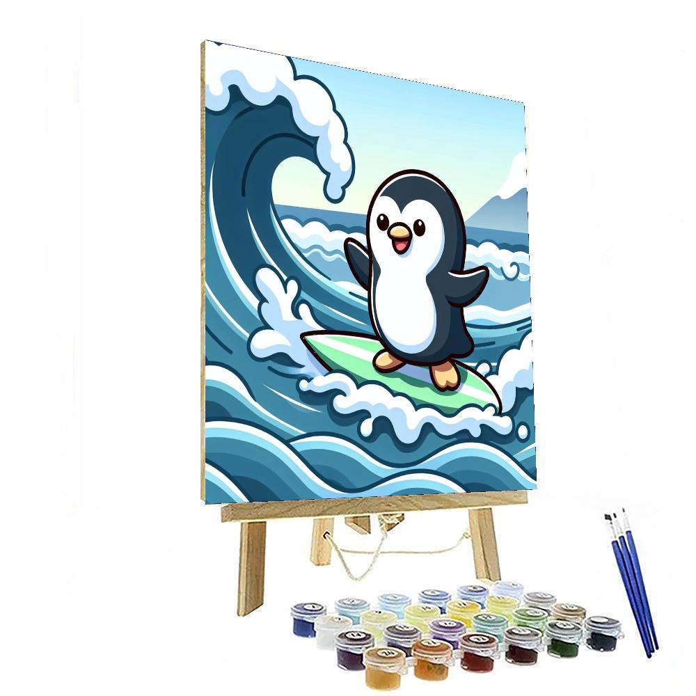 Surfing Penguin Adventure DIY Paint By Numbers
