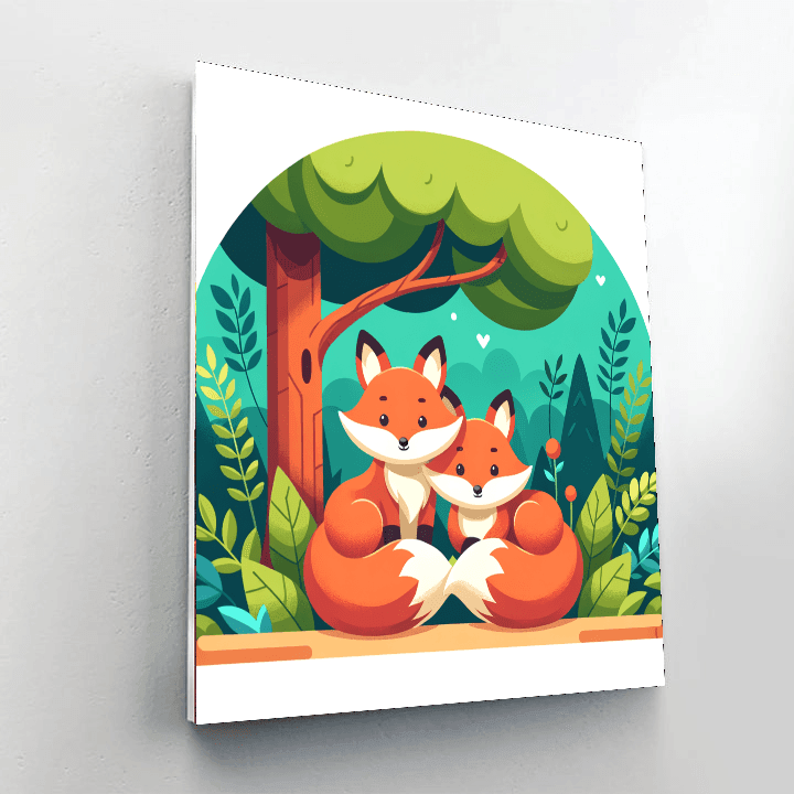 Cozy Forest Foxes Paint By Color