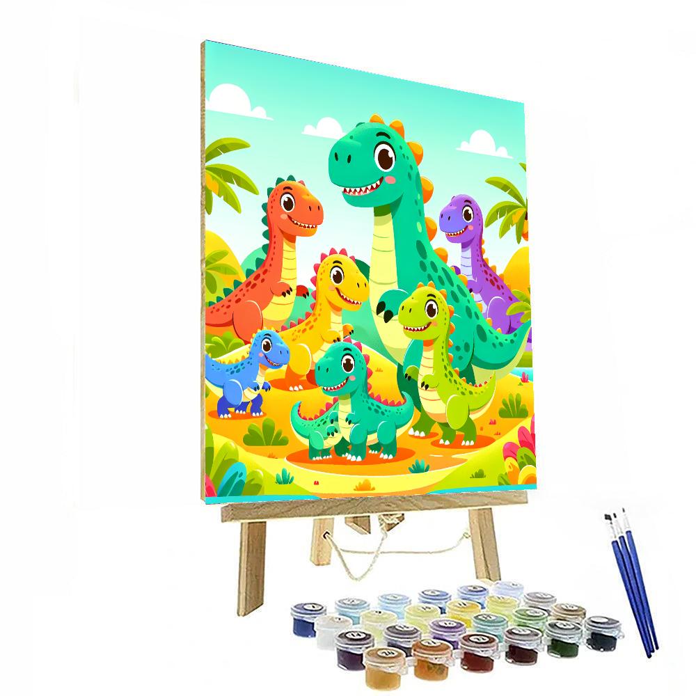 Colorful Dinosaur Family Paint By Numbers Kits