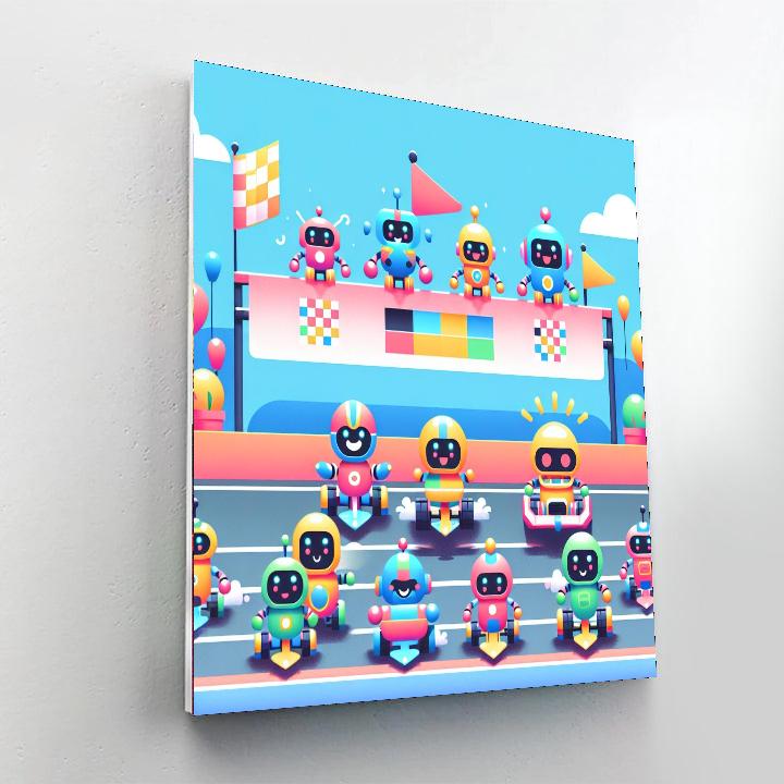 Robot Racing Extravaganza Paint By Numbers Art