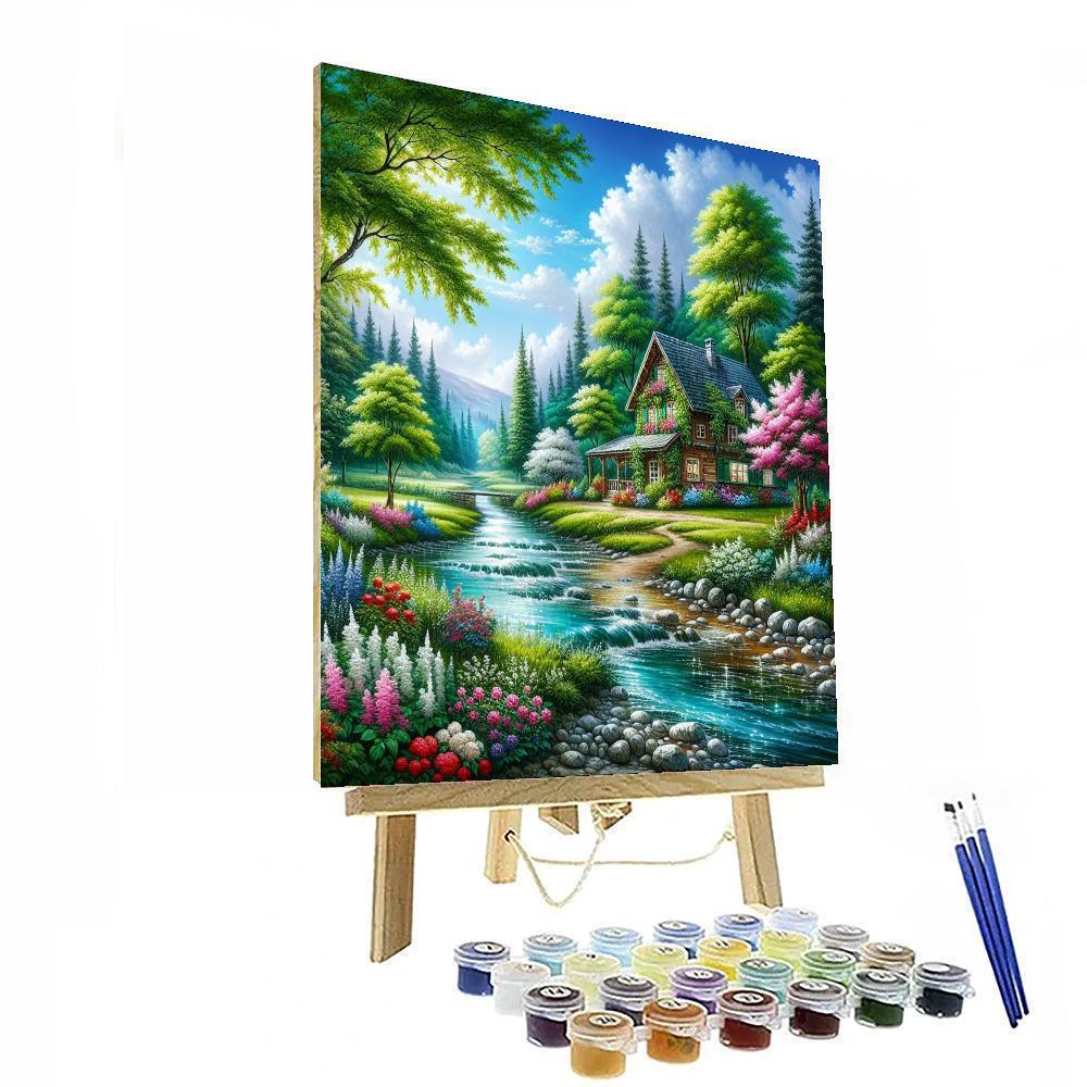 Charming Riverside Cottage Paint By Numbers Art