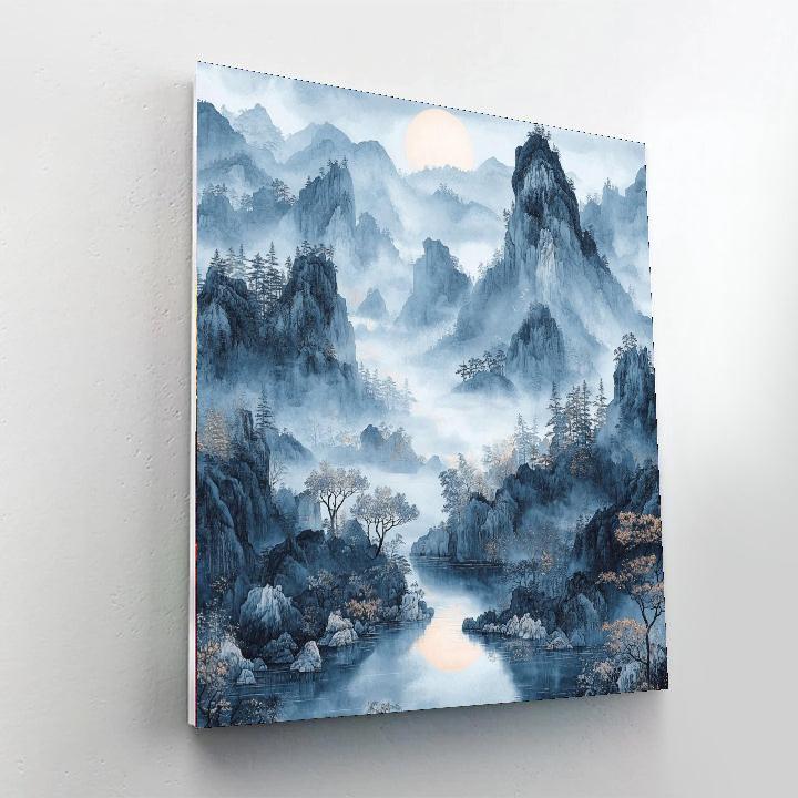 Zhao Mengfu Inspired Vision Of Eternal Mountains  Paint By Color