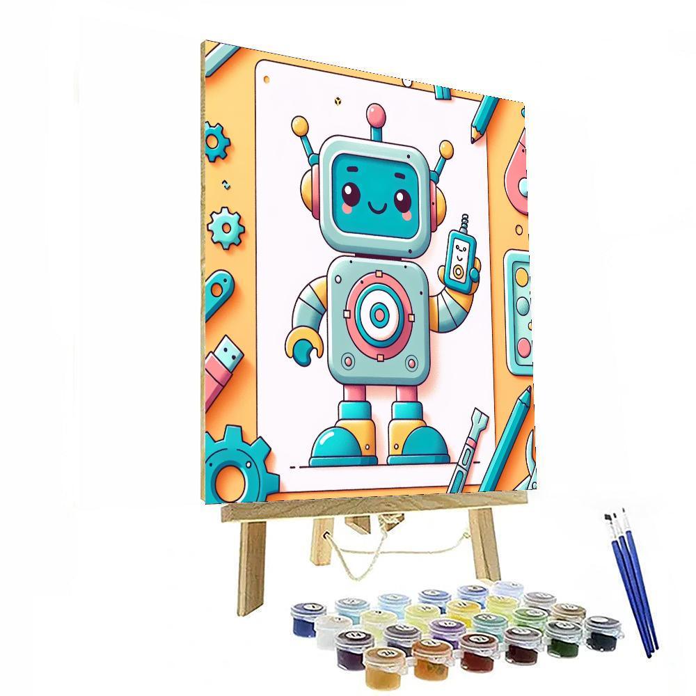 Cute Robot Buddy Painting Number Kit