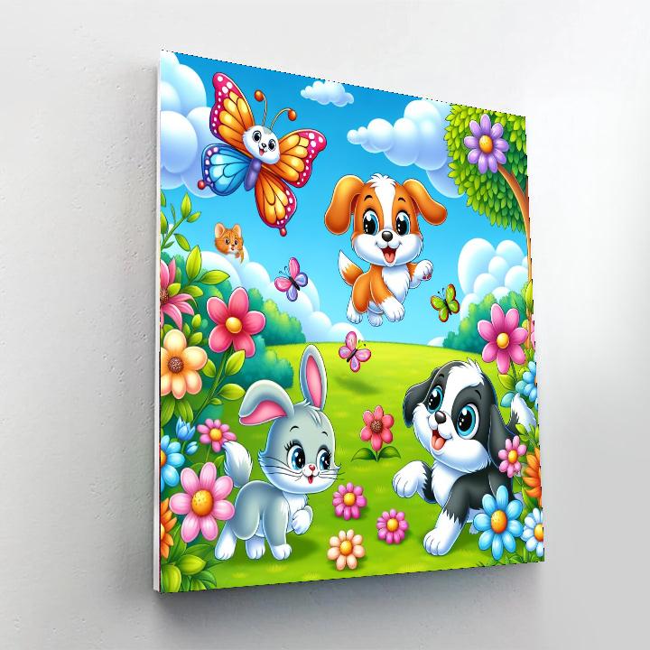 Joyful Pet Play Day Numbered Painting Kits