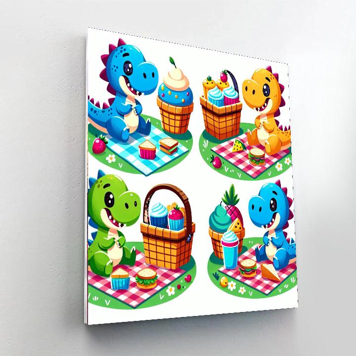 Dinosaurs' Picnic Painting Number Kit