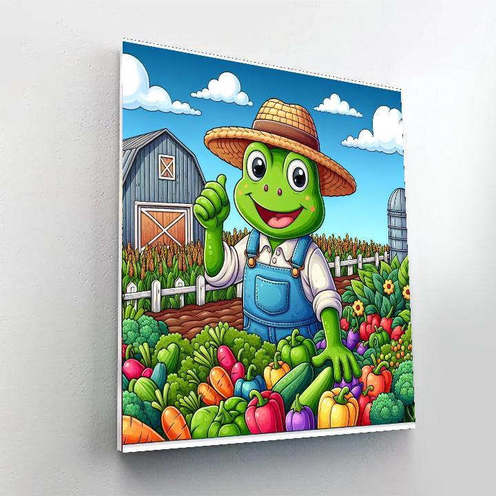 Cheerful Farmer Frog DIY Paint By Numbers
