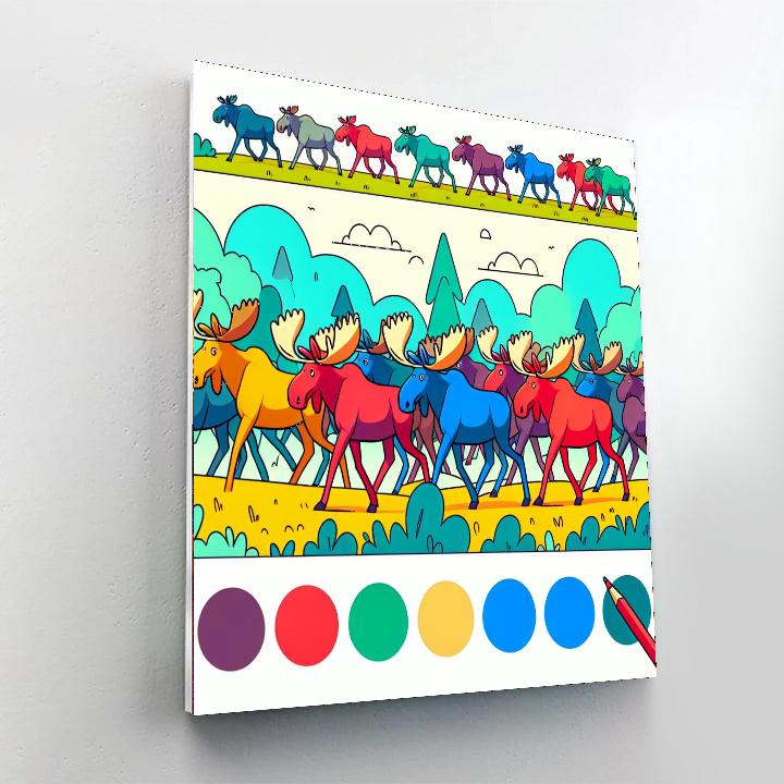 Moose’s Majestic March Paint By Numbers