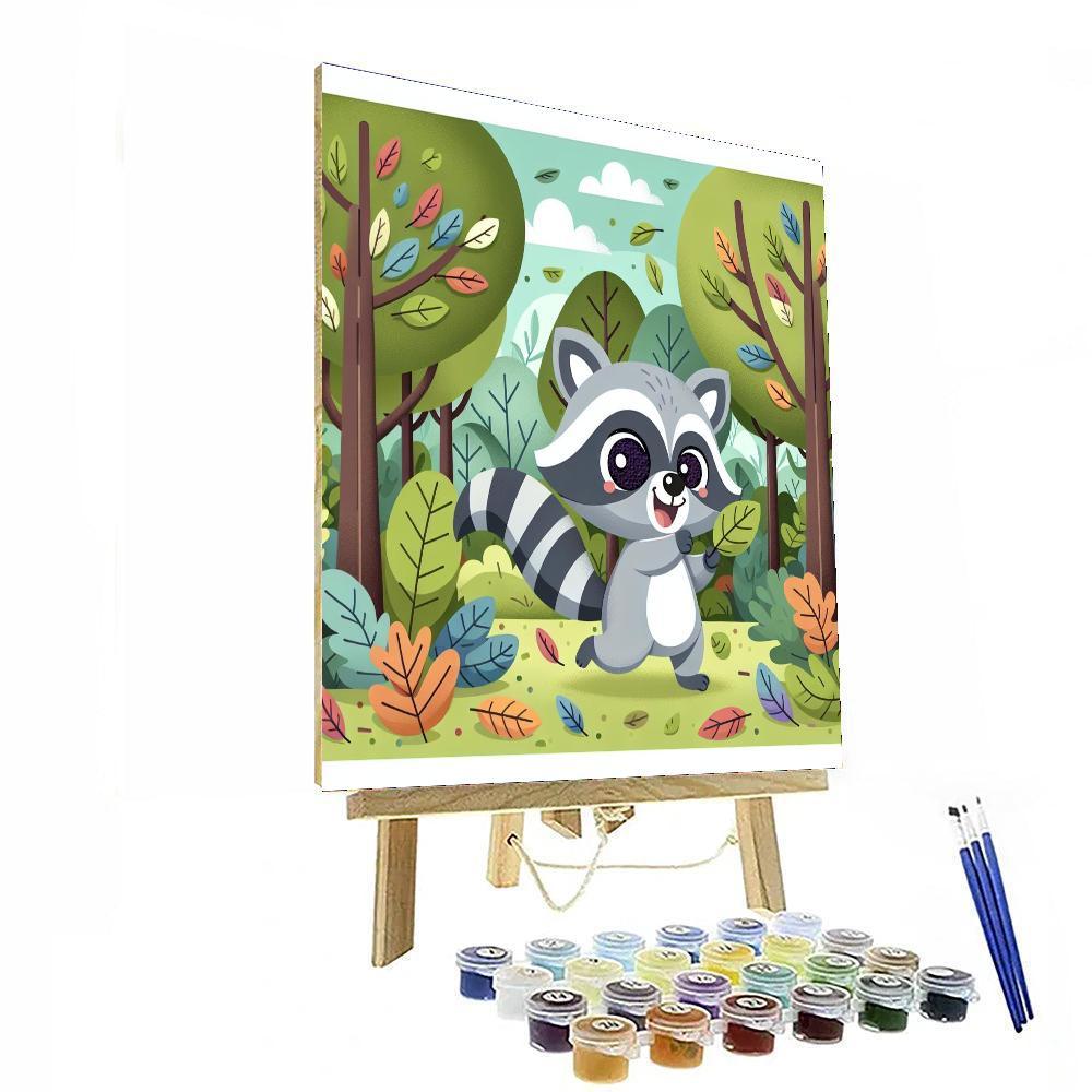 Lively Raccoon Paint By Numbers Art