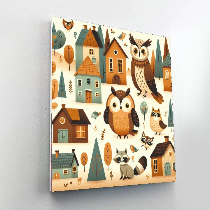 Quaint Woodland Village Painting By Numbers Kit