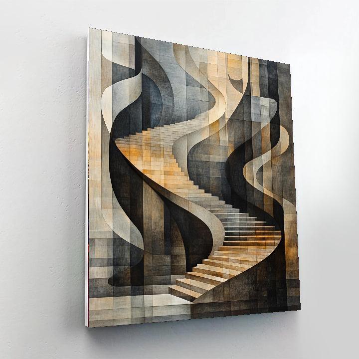 M.C. Escher Inspired Curved Perspectives  Painting Number Kit