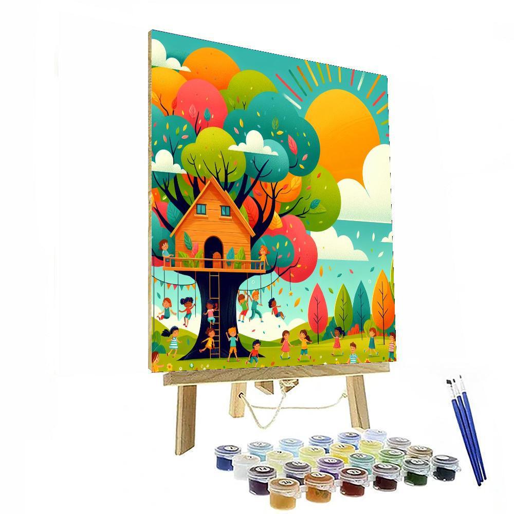 Lively Treehouse Adventure Paint By Numbers Art