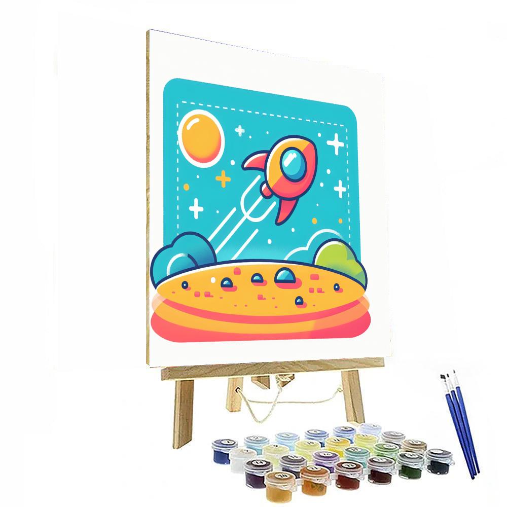 Friendly Spaceship Landing Painting By Numbers Kit