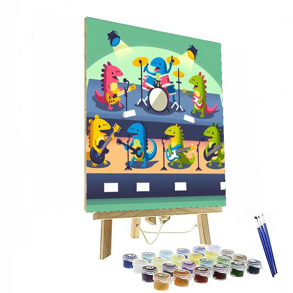 Lively Lizard's Rock Band Number Painting