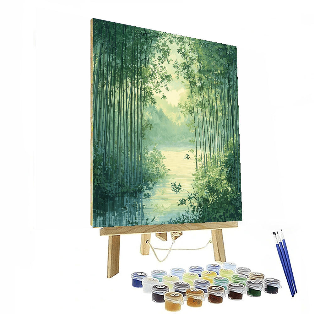 Sesshū Tōyō Inspired Zen Bamboo Grove  Paint By Color