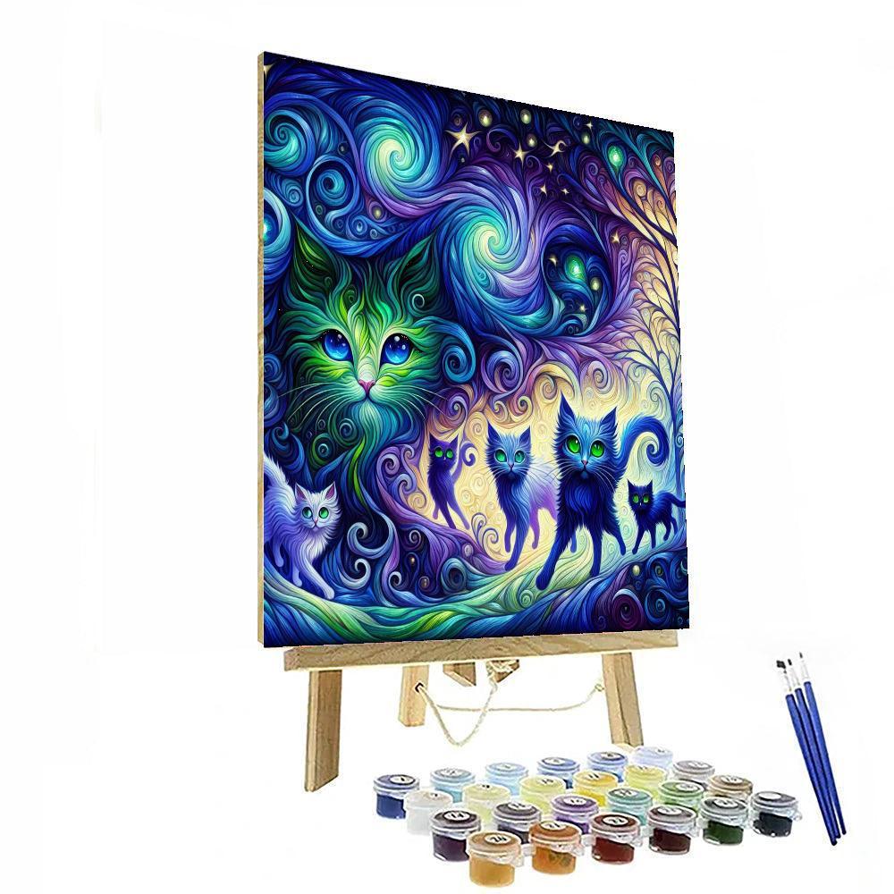 Enchanting Feline Odyssey Numbered Painting Kits
