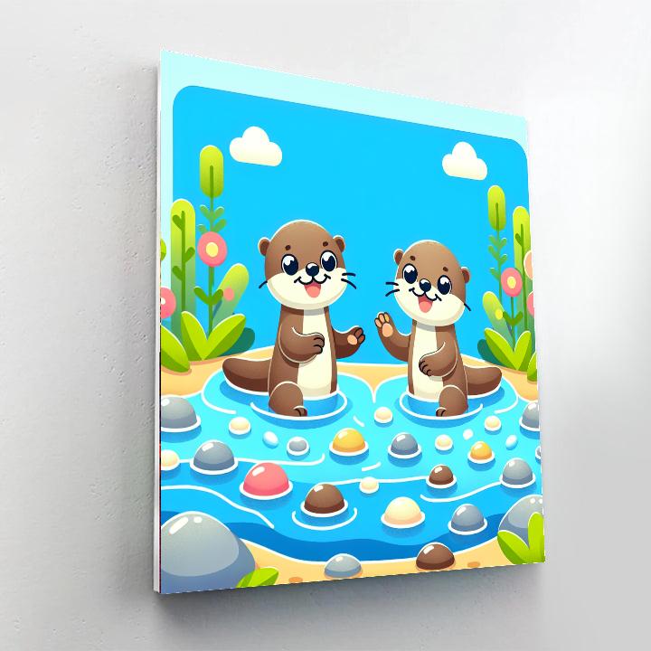 Playful Otters At Play Paint By Number