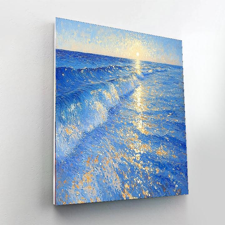 Georges Seurat Inspired Ethereal Tidal Waves  Number Painting