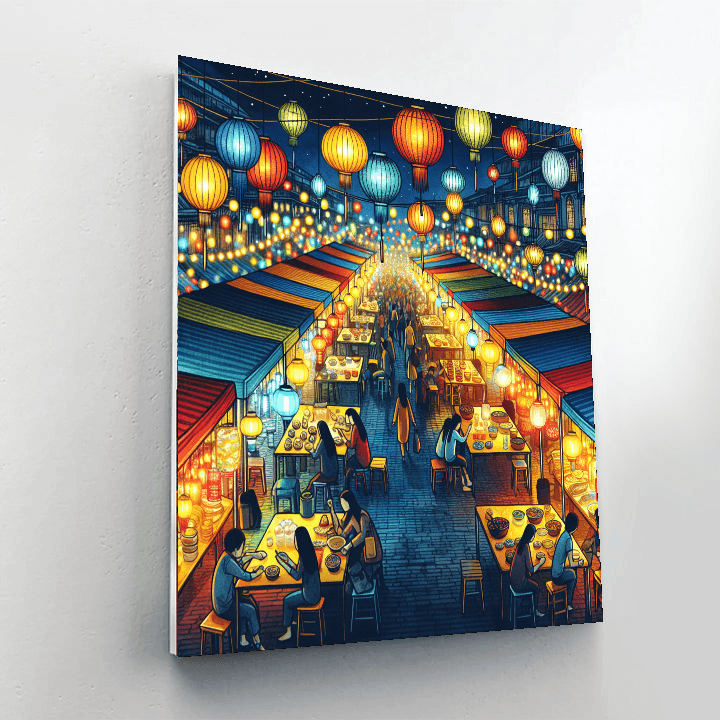 Festive Night Market Number Painting