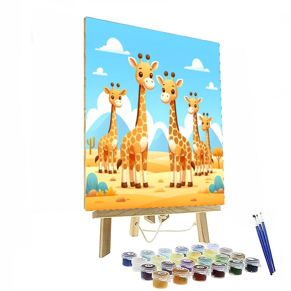 Gigantic Giraffe Safari Painting Number Kit