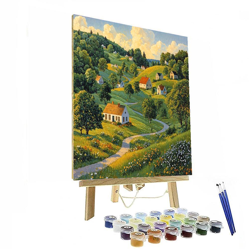 Grant Wood Inspired Harmonious Village  Paint By Numbers Kits