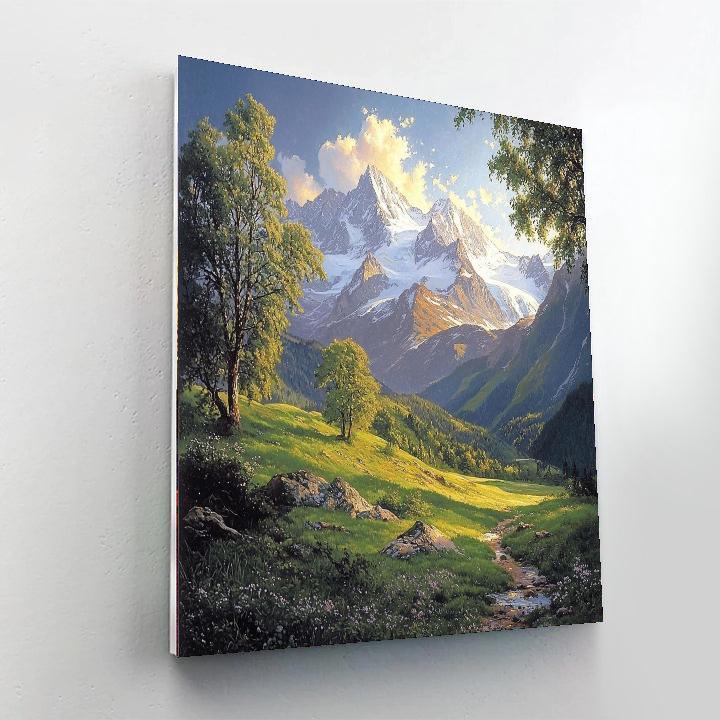 Albert Bierstadt Inspired Ethereal Snow-Capped Peaks  Paint By Numbers
