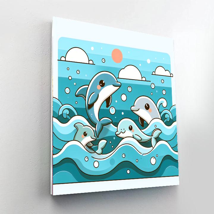 Happy Dolphins' Splash Party Paint By Numbers Kits