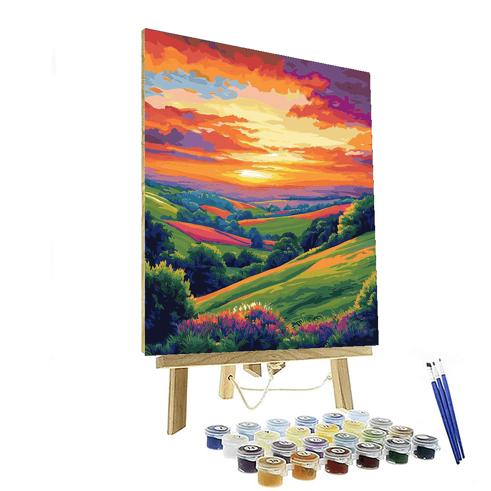 John Constable Inspired Sunset Over Hills  Paint By Numbers Kits